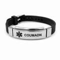 Black-Silver Silicone Identification Bracelet