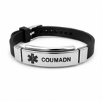 Black-Silver Silicone Identification Bracelet