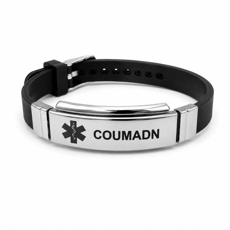 Black-Silver Silicone Identification Bracelet