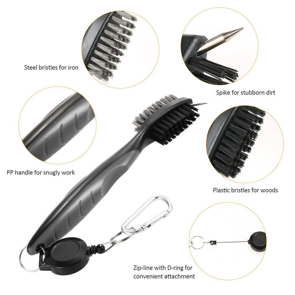 Golf Club Brush And Groove Cleaner - Black