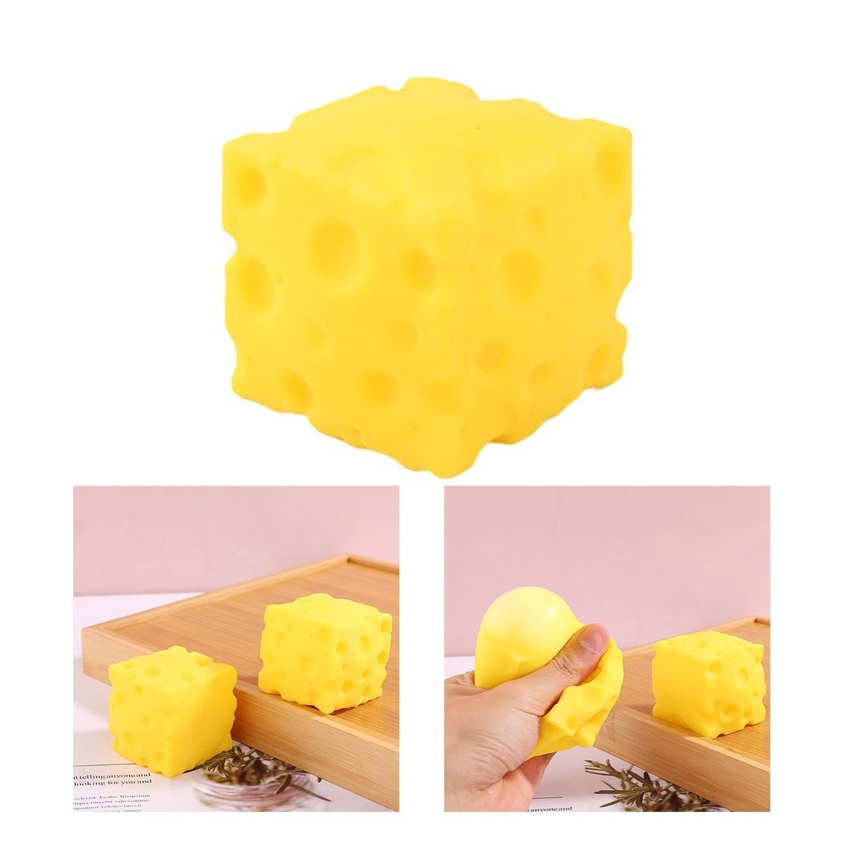 2Pcs Cheese Squishy Squeeze Toy, Soft Slow Rebound Novelty Sensory Toy