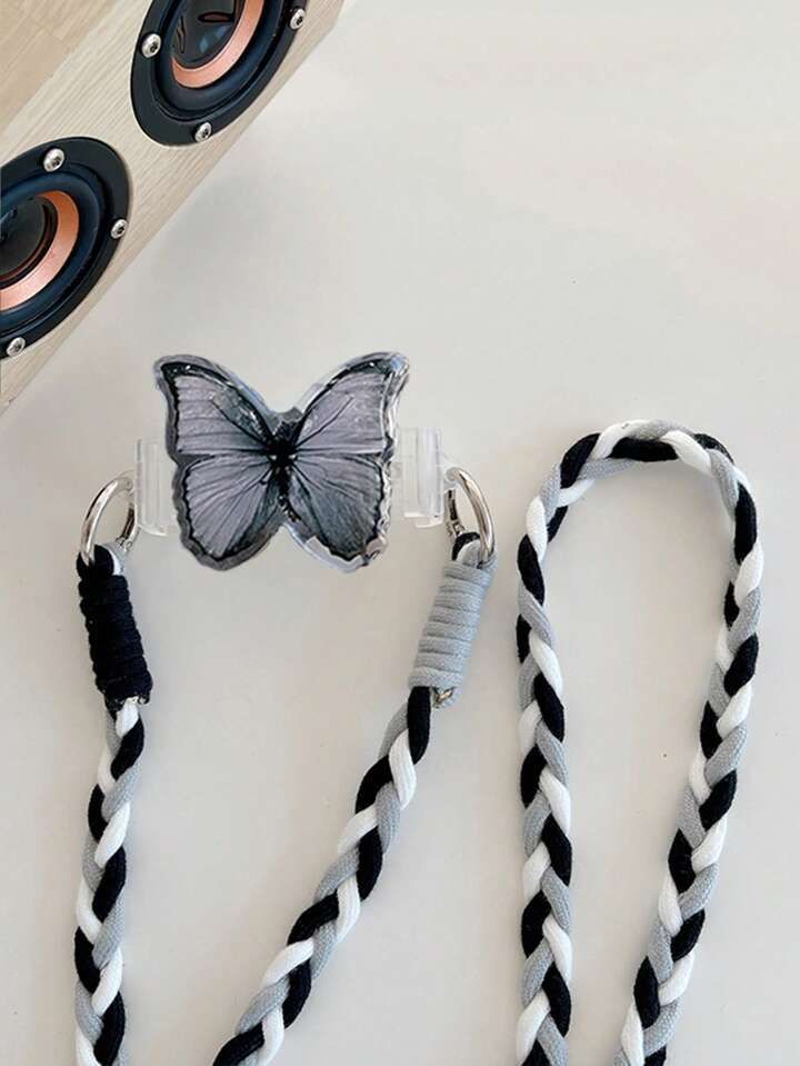 Butterfly -Adorned Phone Clip Holder with Lanyard