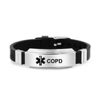 Unisex Silicone Medical Alert Identification Bracelet - Black