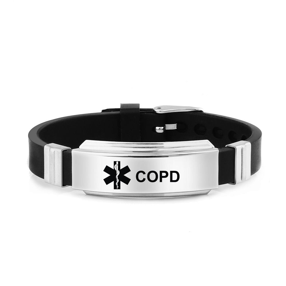 Unisex Silicone Medical Alert Identification Bracelet - Black