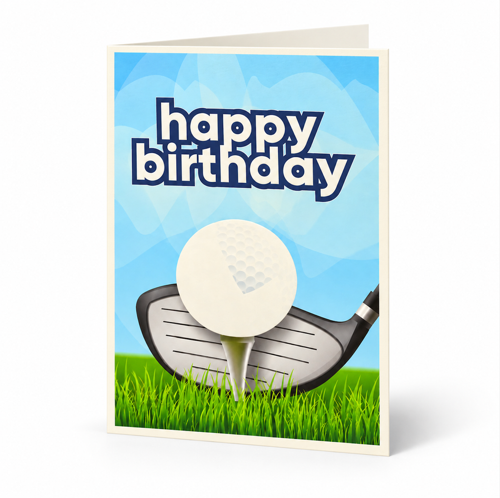 Golf-Themed Happy Birthday Card