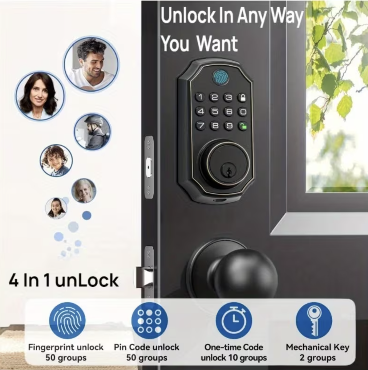 Smart Door Lock Keyless Entry Door Lock with Keypad and Bluetooth App