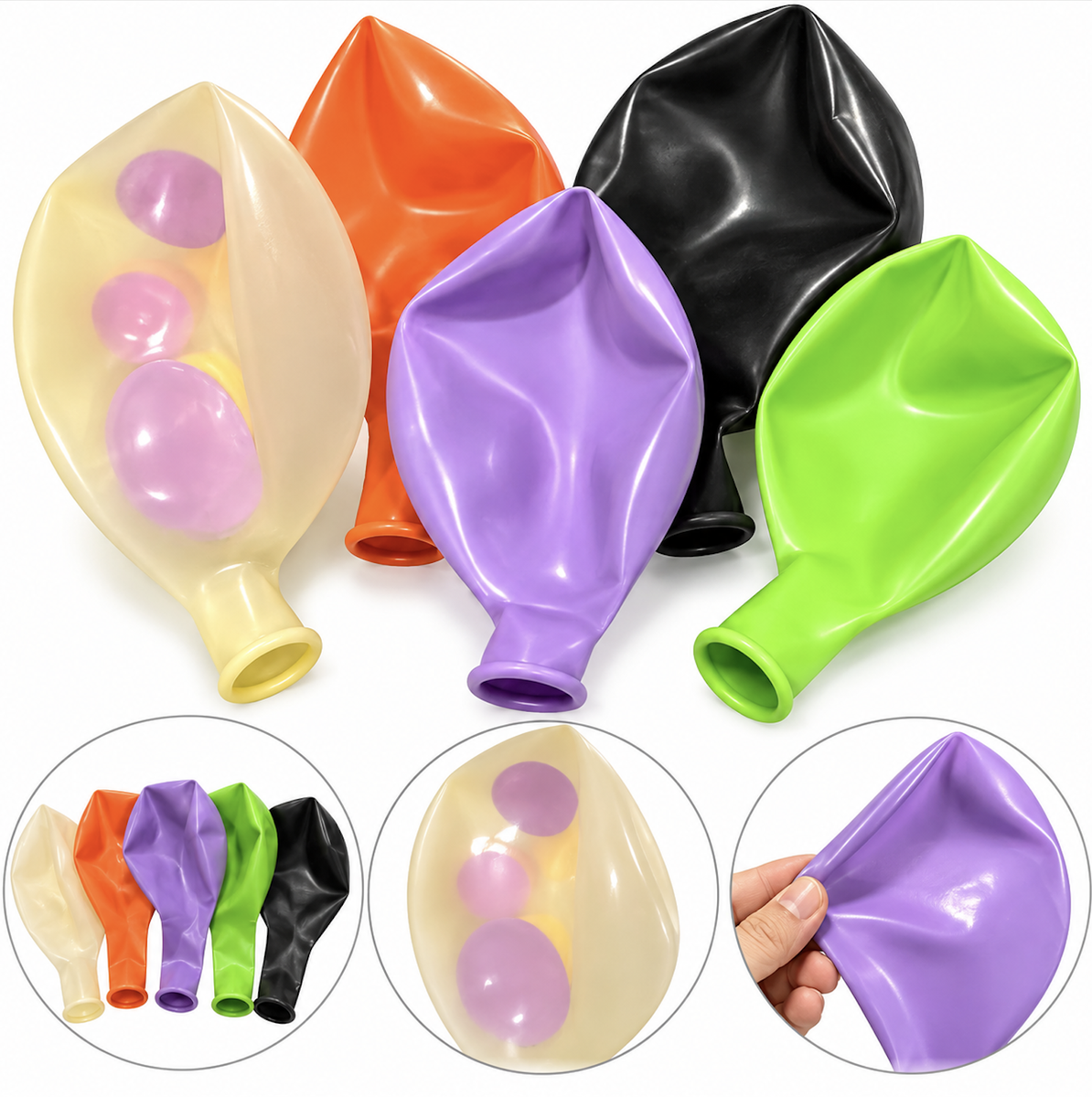 Halloween Party Balloons - 10 Piece Assorted Colour Balloon Decoration Set