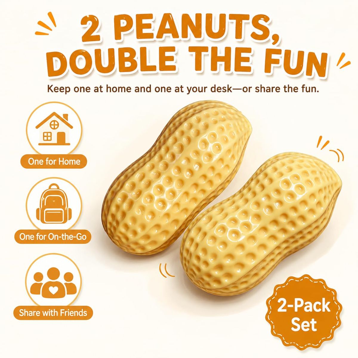 2 Pieces Vilico Peanut Squishy Toys,Slow Rising Squeeze Sensory Stress Toys