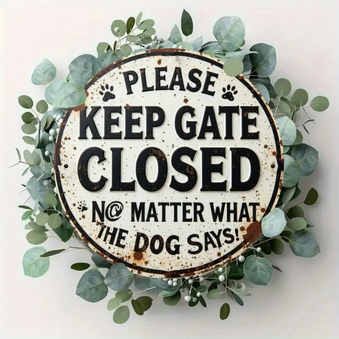 "Please Keep the Gate Closed No Matter What the Dog Says" Sign