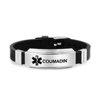 Unisex Silicone Medical Alert Identification Bracelet - Black