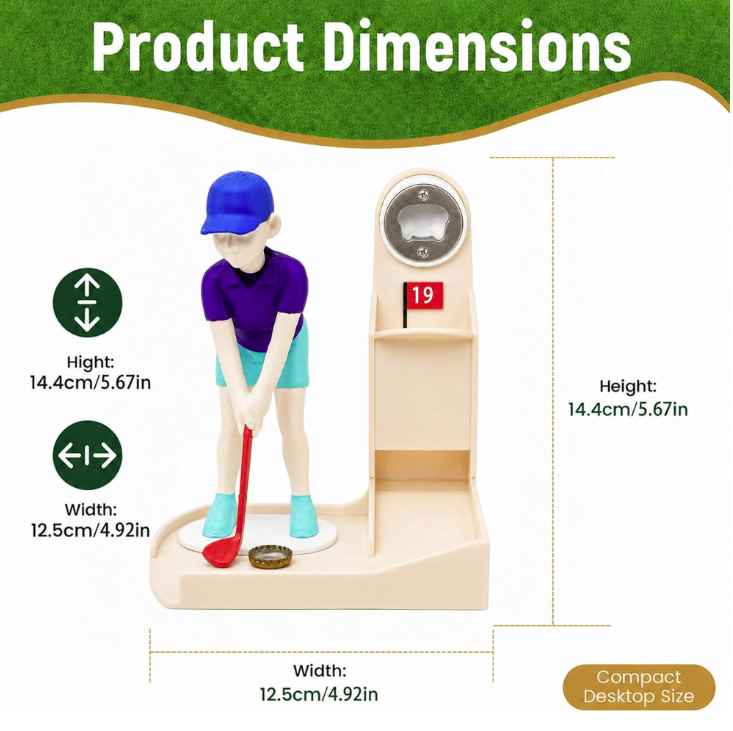 Golf Bottle Opener with Swinging Man