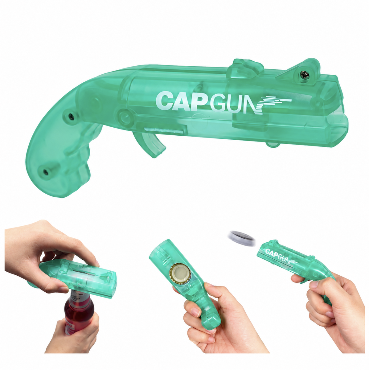 Gun Shaped Bottle Opener - Cap Launcher - Translucent