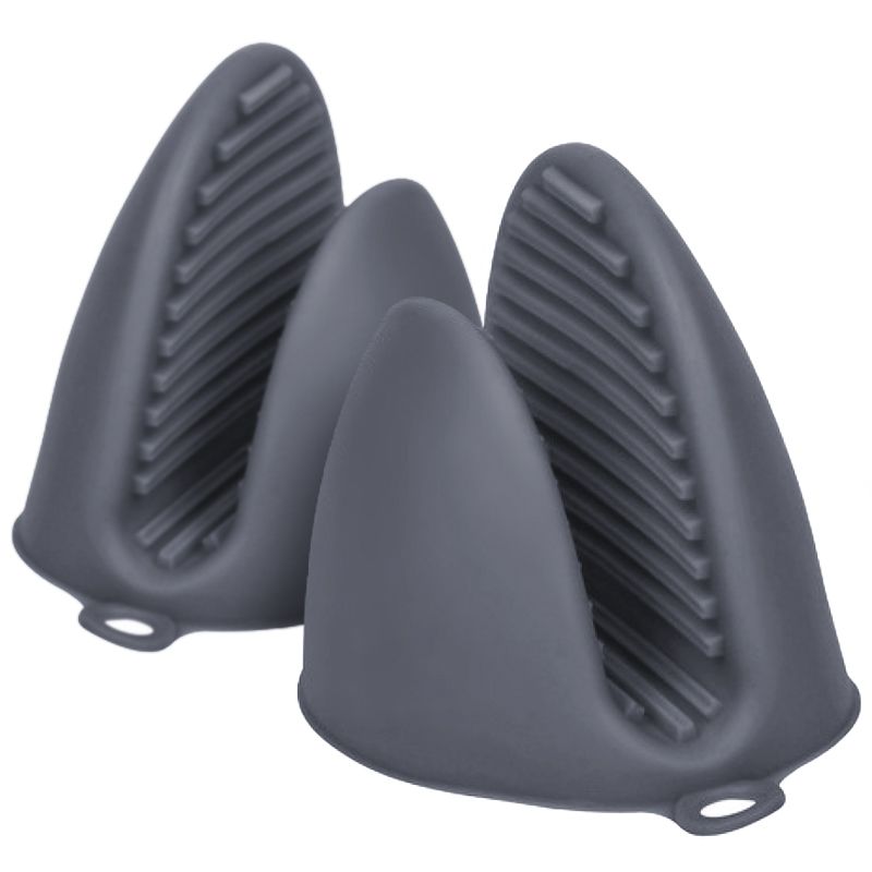 Mini Silicone Oven Gloves Mitts Heat Resistant Pair - Grey