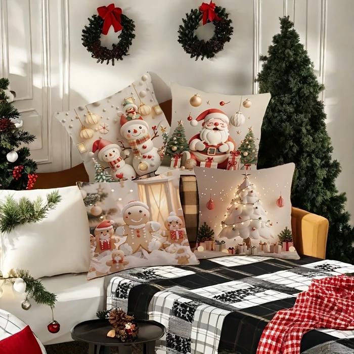 Two Happy Snowmen Pillow Cover
