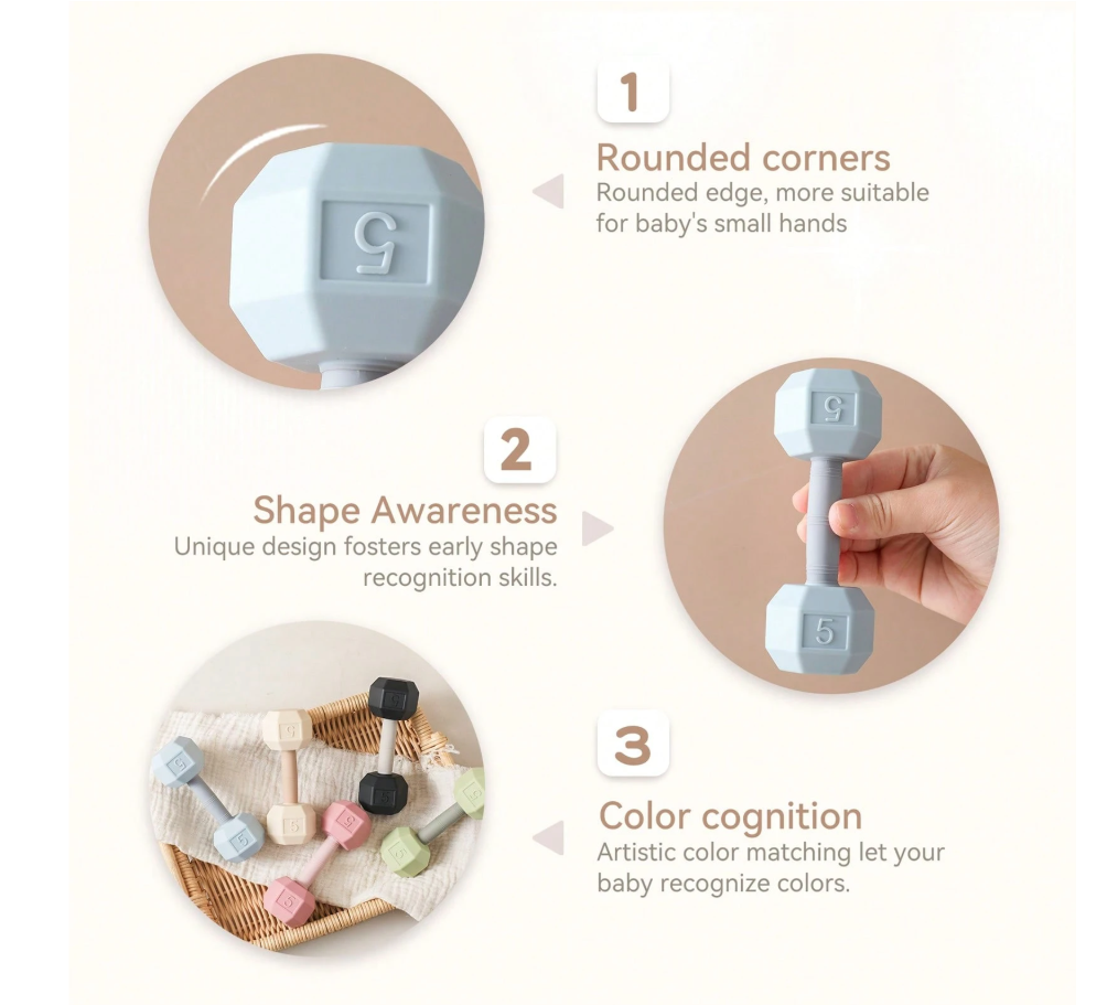 Baby Dumbbell Rattle - Mini Gym Toy for Little Lifters