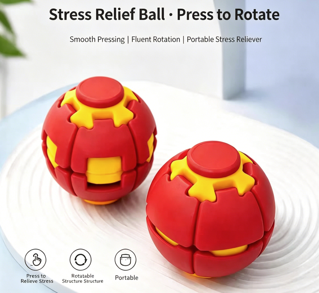Suitable for Kids Adults, Push Spin Fidget Stress Relief Ball Toy