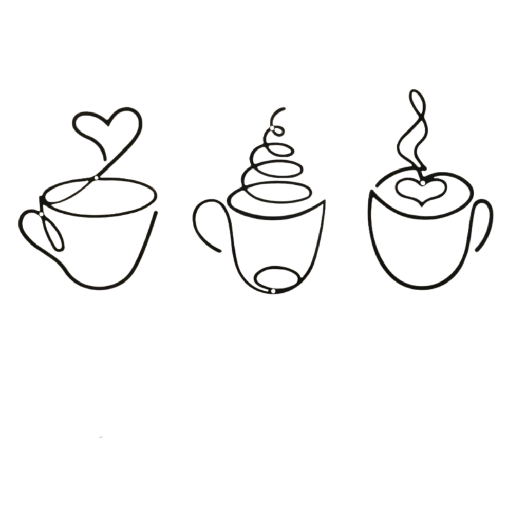 Modern Black Metal Coffee Cup Wall Hanging Art - 3 Piece