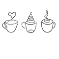 Modern Black Metal Coffee Cup Wall Hanging Art - 3 Piece