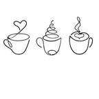 Modern Black Metal Coffee Cup Wall Hanging Art - 3 Piece