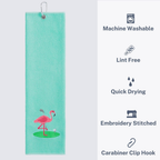 Embroidered Golf Towel - Flamingo