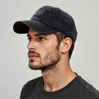 Men's Washed Printed Baseball Cap - Dark Grey