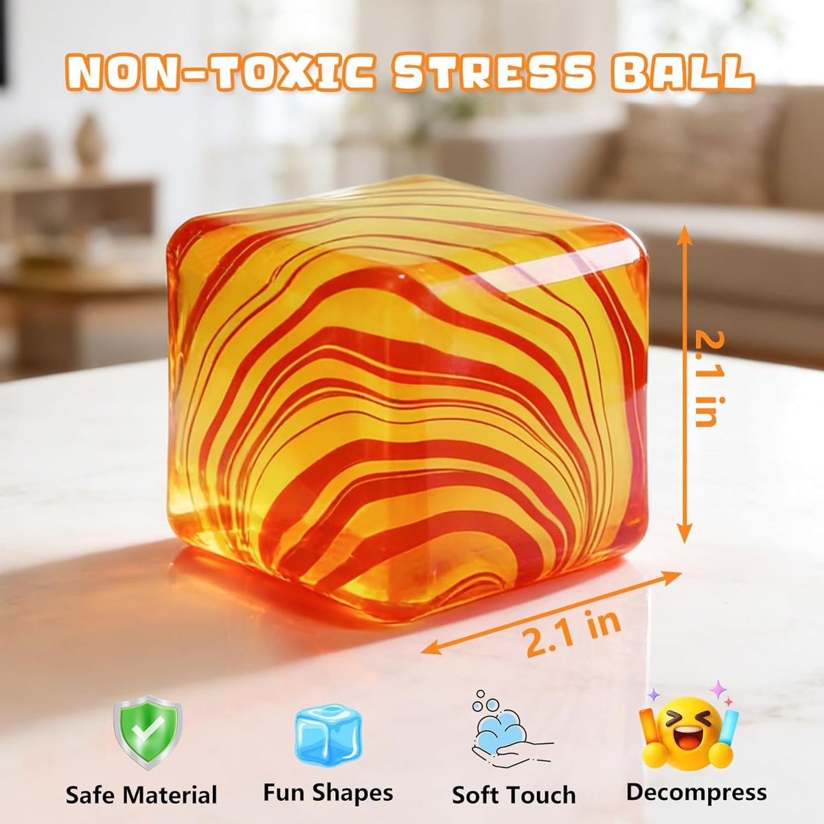 Swirl Stress Ice Cube Squishy Toy,Slow Rising Fidget Toy for Anxiety Relief
