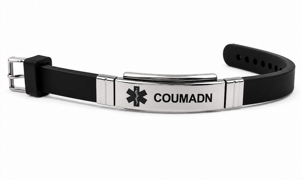 Black-Silver Silicone Identification Bracelet
