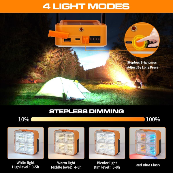 D05 - Portable Solar Power LED Flood Light - Orange