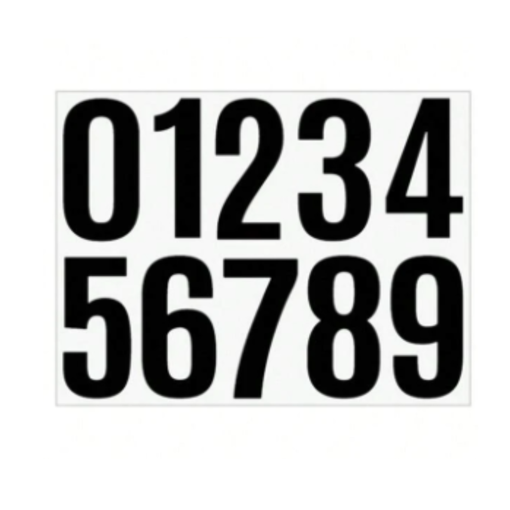 6pcs/Set Waterproof Vinyl Letter & Number Stickers Black
