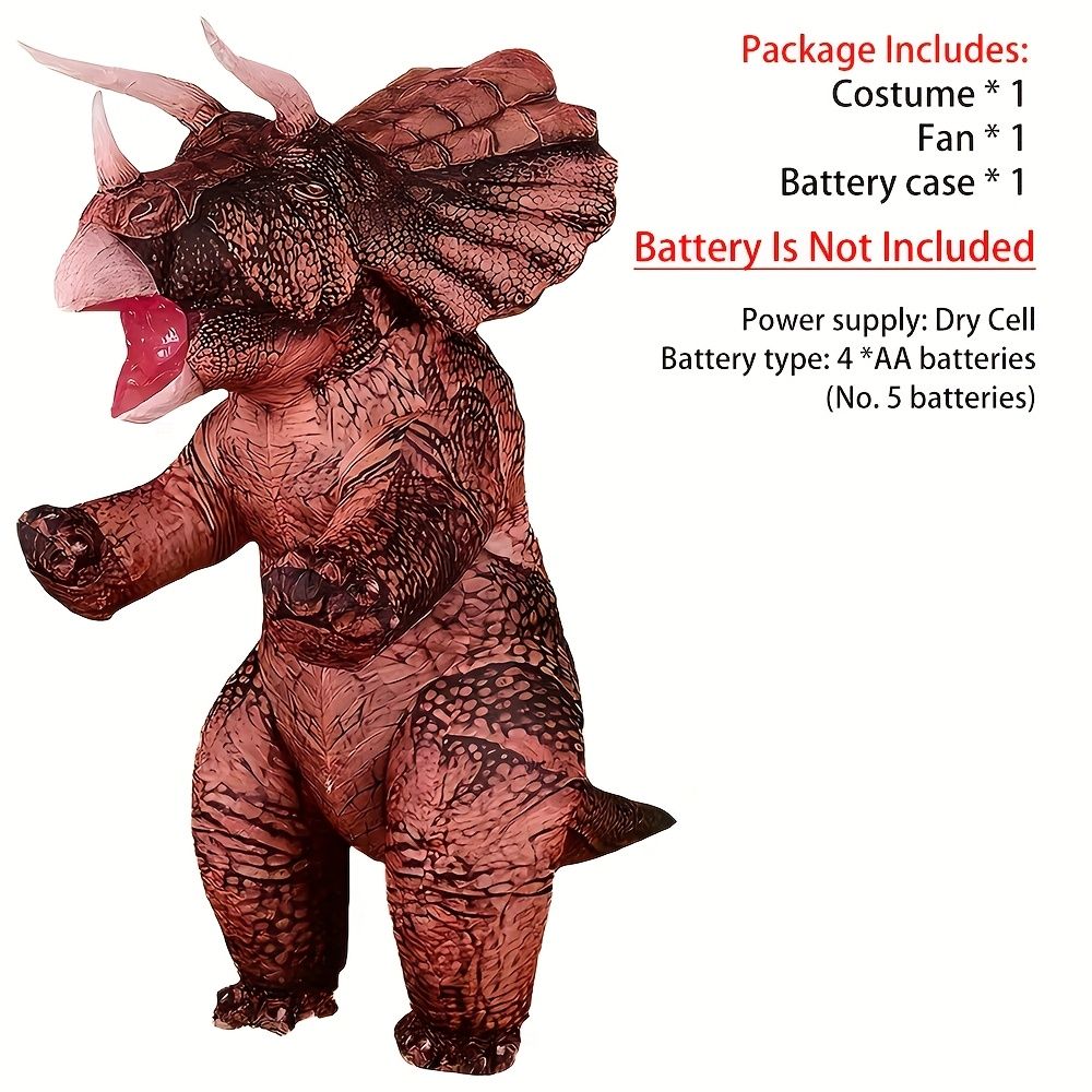 Giant Inflatable Triceratops Costume - Dark