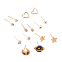 Star Décor Stud Earrings - 7 Pairs