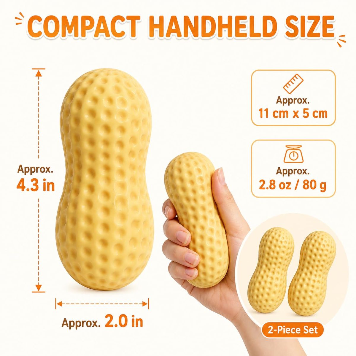 2 Pieces Vilico Peanut Squishy Toys,Slow Rising Squeeze Sensory Stress Toys