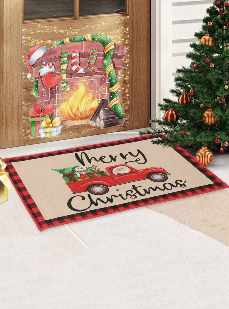 Christmas Mat- Santa in a Red Truck