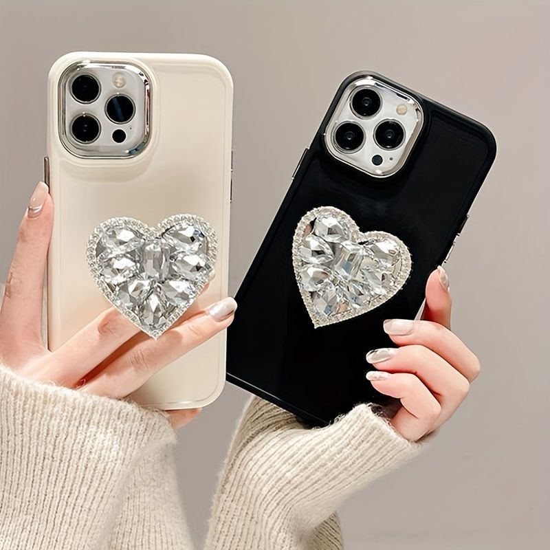 Rhinestone Decor Heart-Shaped Phone Socket