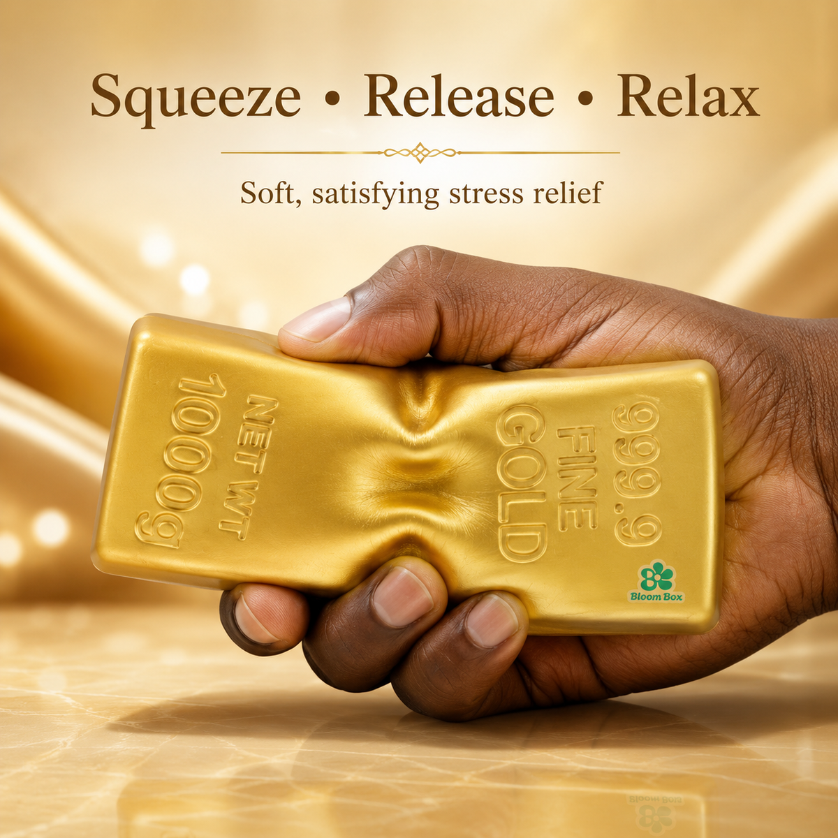 Bloom Box Series Squishy Squeeze Toy, Stress Relief Sensory Gold - Golden Brick