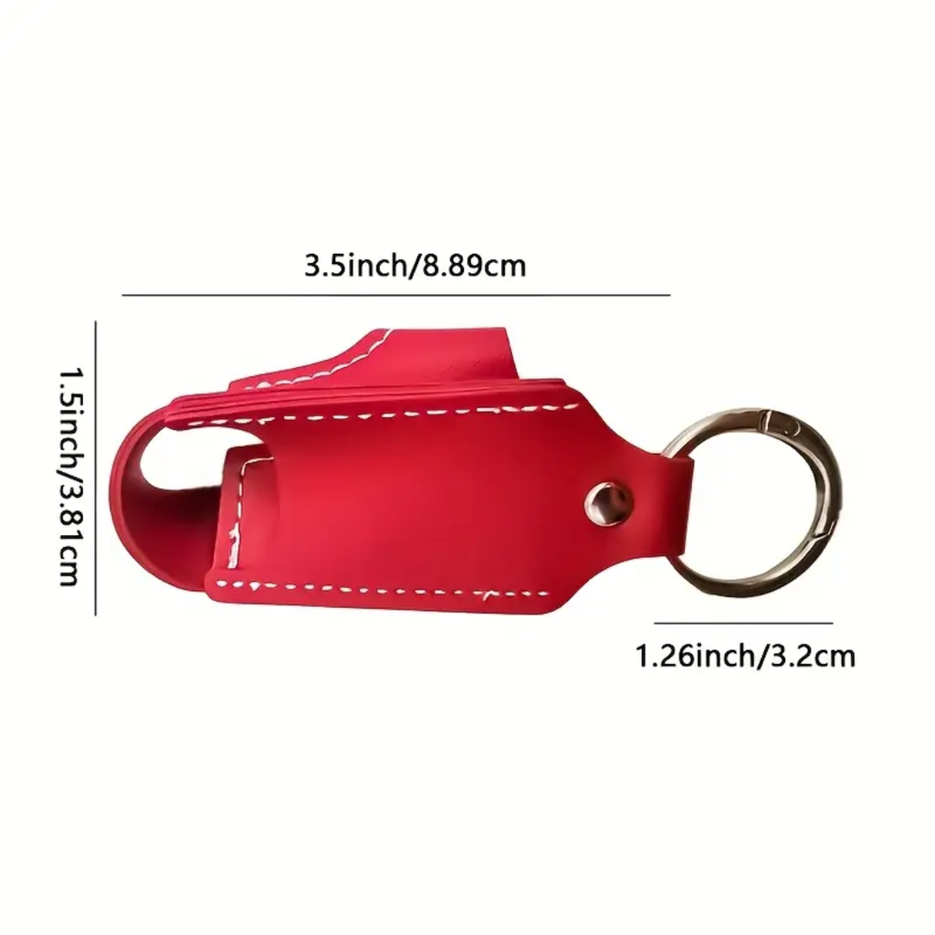 1pc Unisex Casual Faux Leather Keychain Pouches for Asthma Inhaler - Black