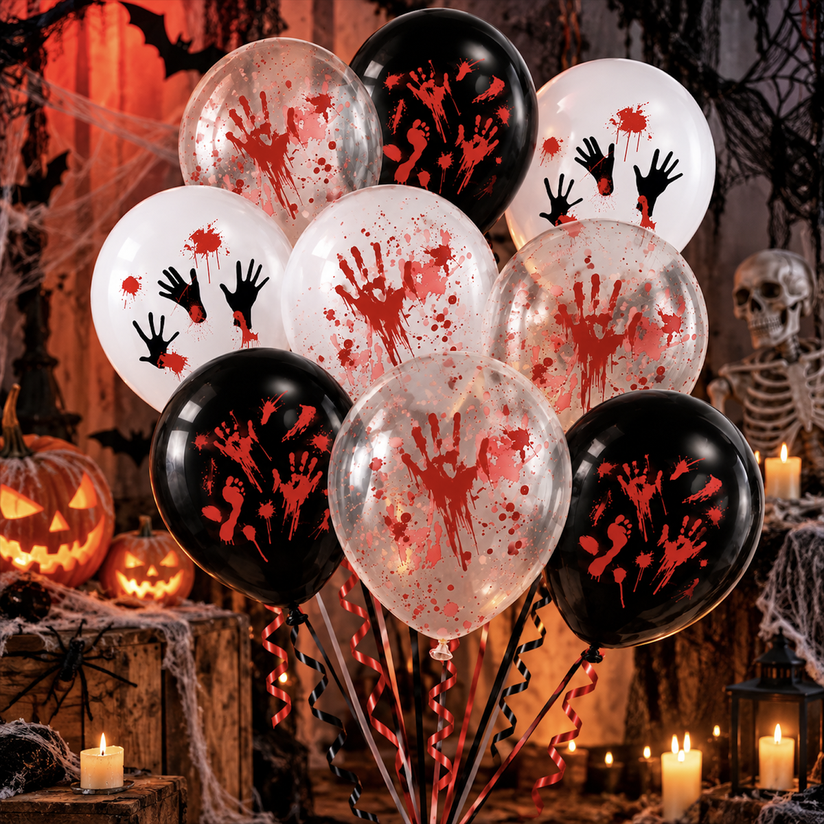 10 Piece Halloween Bloody Handprint Balloons