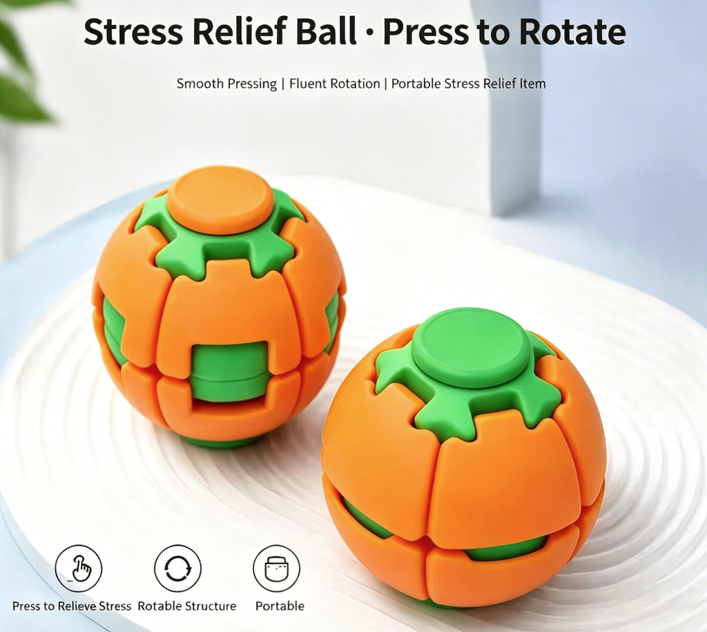 Suitable for Kids Adults, Push Spin Fidget Stress Relief Ball Toy