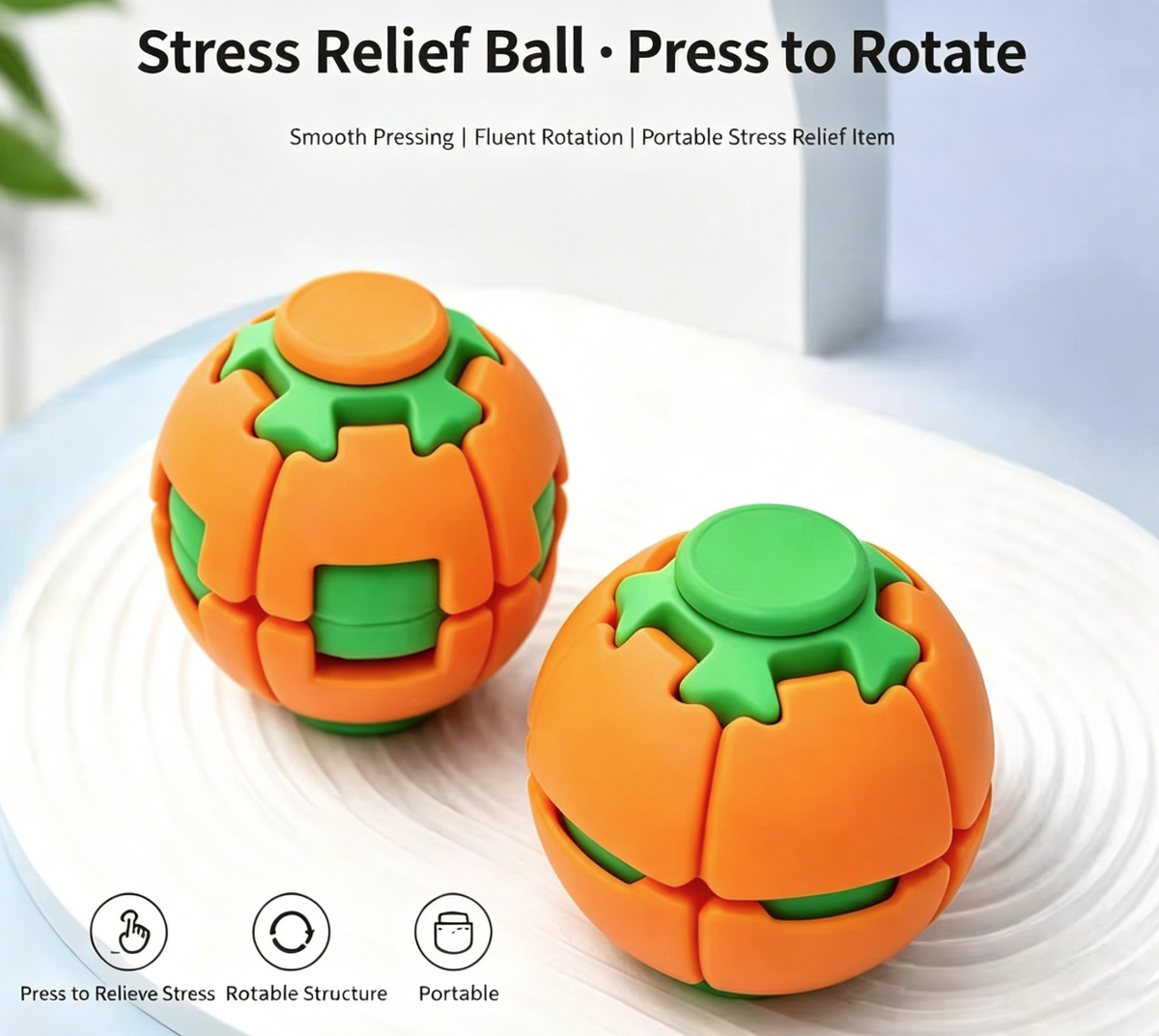 Suitable for Kids Adults, Push Spin Fidget Stress Relief Ball Toy