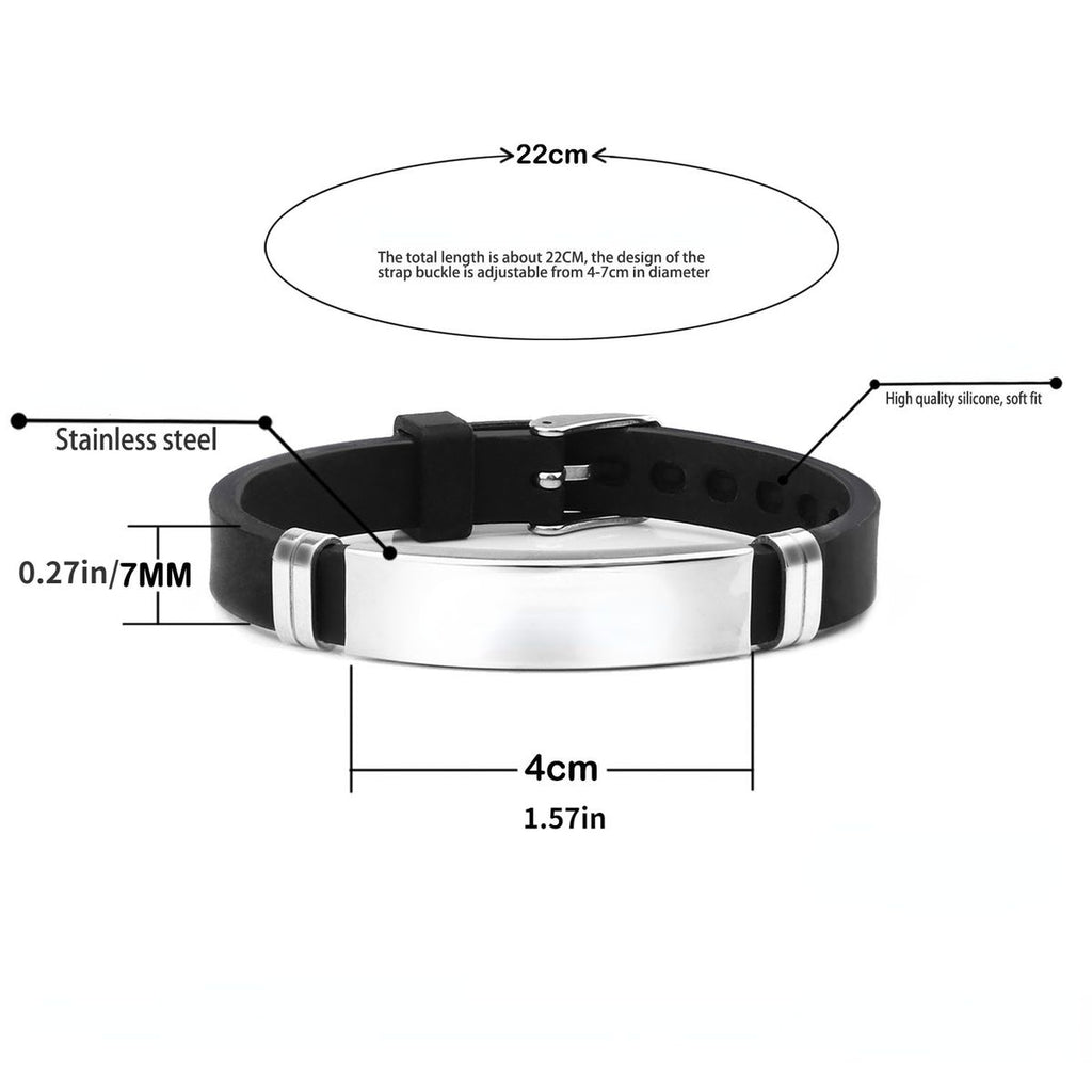 Medical Alert Identification Bracelet - Black
