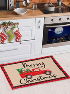 Christmas Mat- Santa in a Red Truck