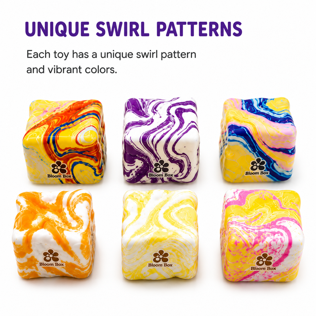 Bloom Box MarbleCheese 6PCS Sensory Art Swirl Cheese Squishy Collection
