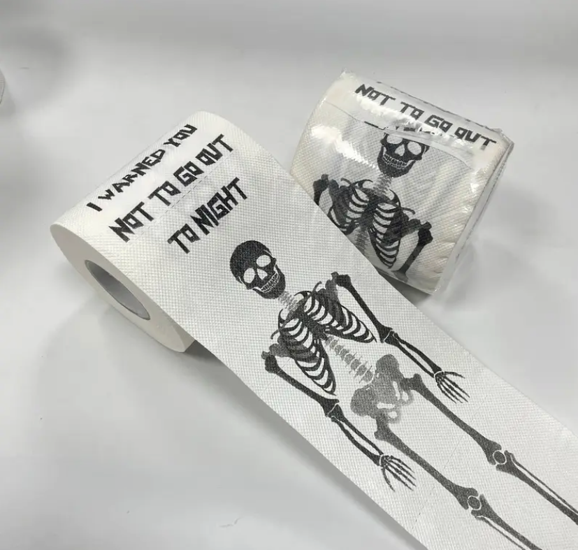 Happy Halloween White Skeleton Toilet Paper