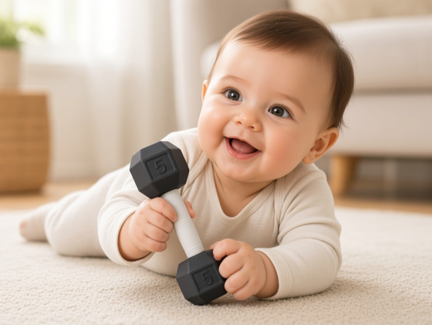 Baby Dumbbell Rattle - Mini Gym Toy for Little Lifters