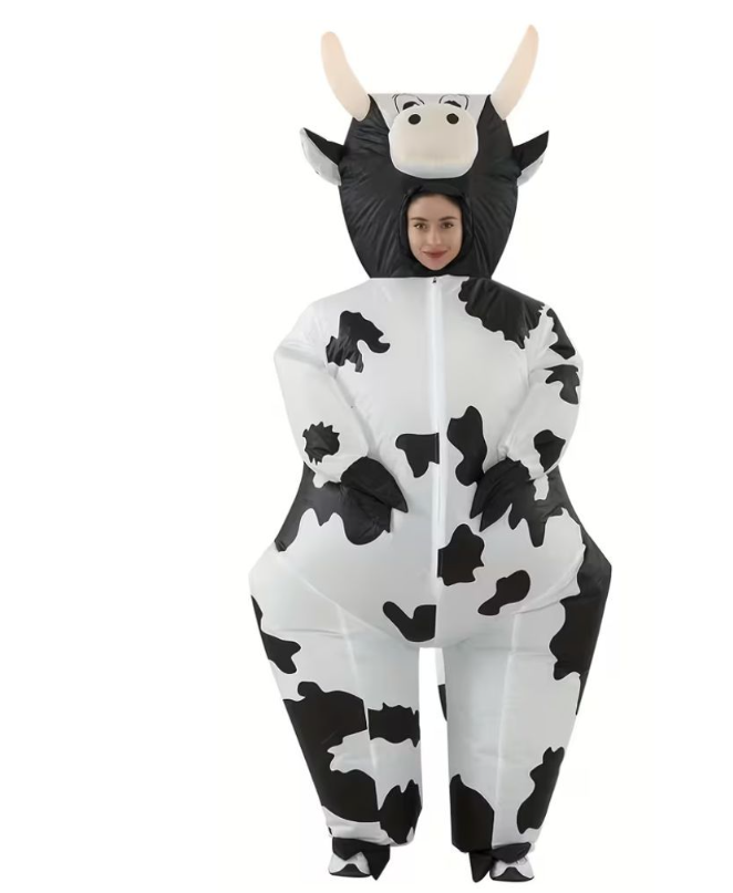 Kids Black & White Inflatable Cow Costume for Kids