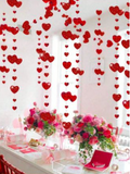 Red Heart-Shaped Hanging Streamers Banner - 5 Drops
