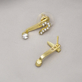 Rhinestone Decor Mismatched Earrings - yellow Gold
