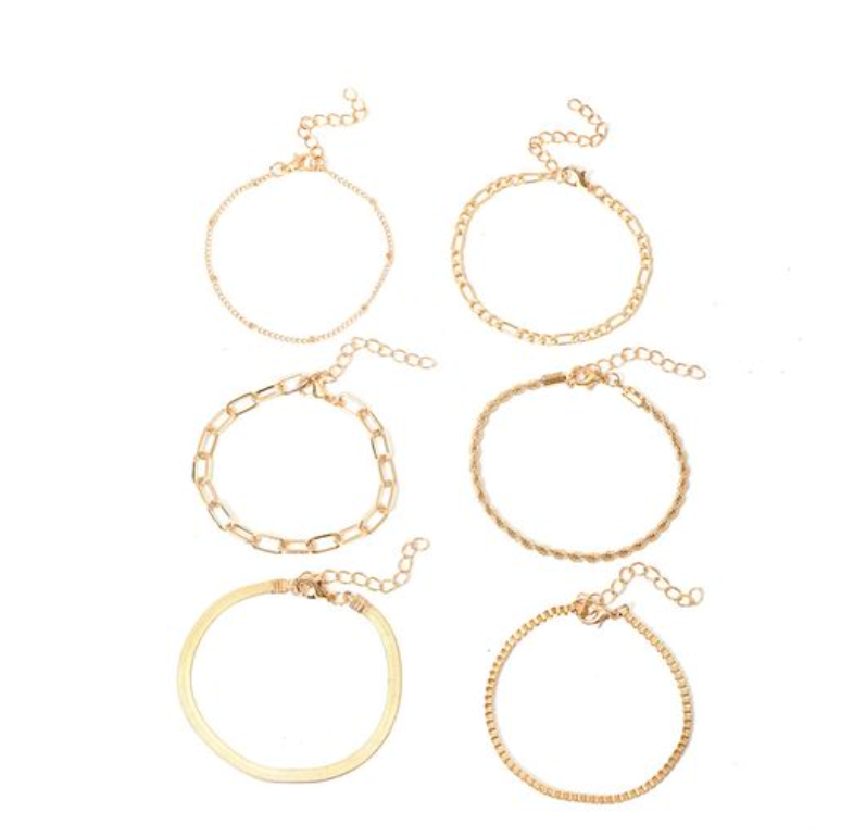 Rope Design Bracelet - Gold - 6 Piece