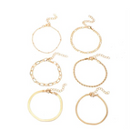Rope Design Bracelet - Gold - 6 Piece