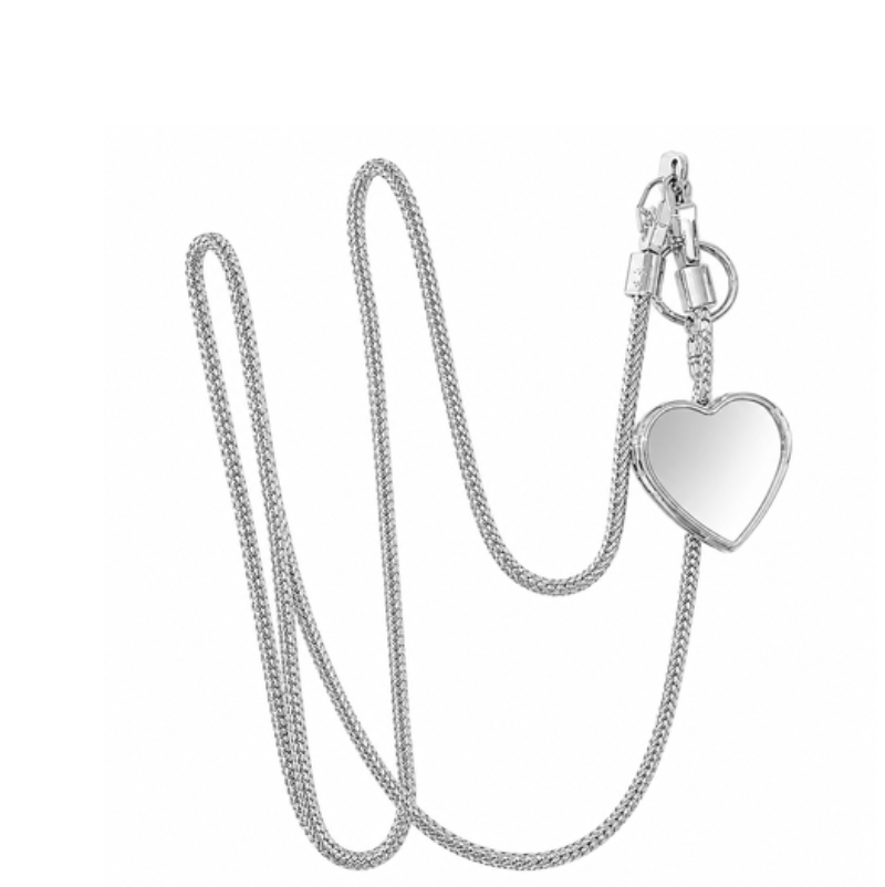 Silver Mirror Heart Phone Lanyard